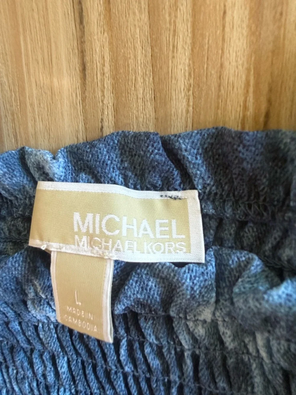Michael Kors Blue Smocked Tank Top‎